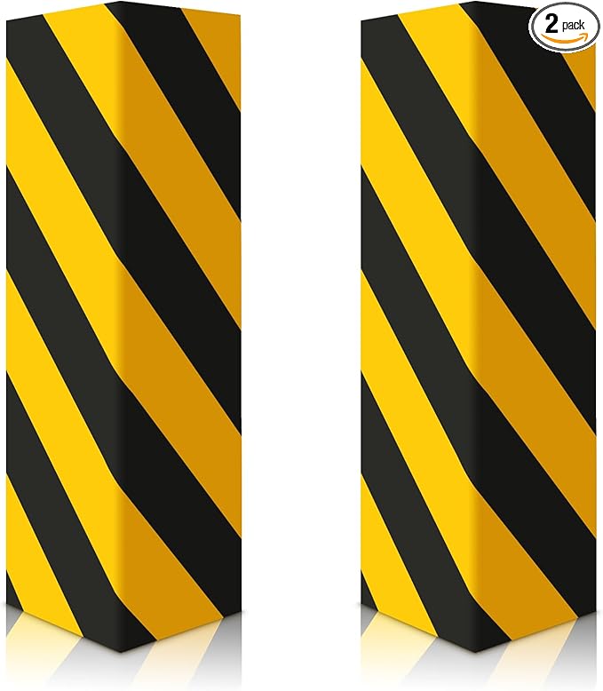 2pcs Garage Wall Guards Wall Protector Cover Yellow and Black Foam Wall Corner Guard for Parking Garages (Yellow+Black)