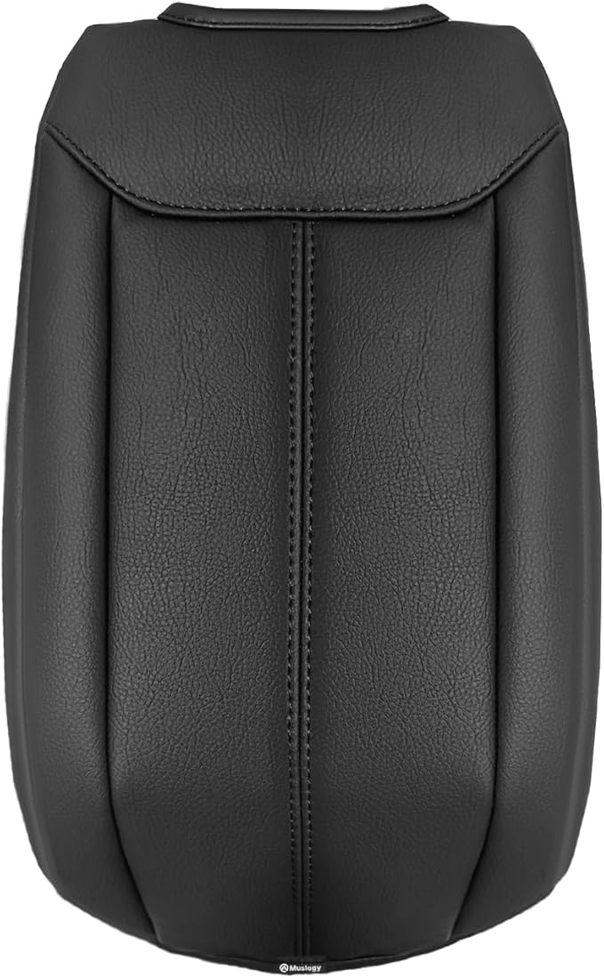 Muslogy Center Console Armrest Cover Compatible with Jeep Wrangler JK JKU 2011-2017 Comfort Armrest Pad Arm Rest Cushion Vegan Leather Protector Black Regular Thick