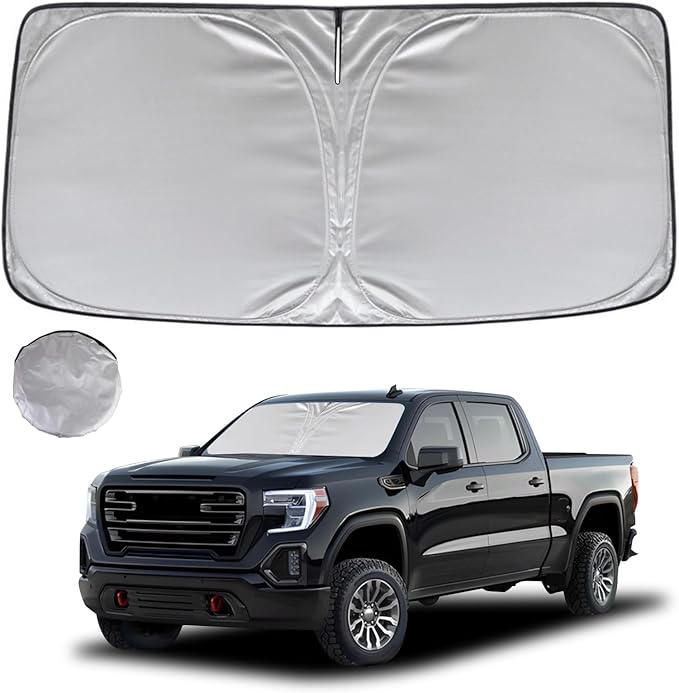 KAYZT Windshield Sun Shade for 2019-2025 2026 GMC Sierra 1500 2500 3500 Foldable Sunshade Front Window Custom Fit Car Accessories
