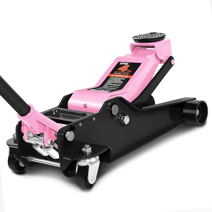 DNA MOTORING Floor Jack 4 Ton (8000 lbs) Capacity, Fast Lift Low Profile Hydraulic Trolley Jack, Steel Heavy-Duty Service Car Jack, Lifting Range 4.5"-20", Pink, TOOLS-00308-PK