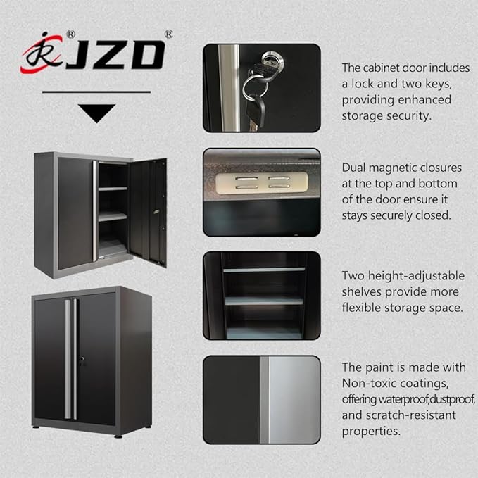 JZD Storage Cabinet System Workshop, Professional Tool Storage Workbench Set, No Wall Mounting Needed, for Utility Room Pantry