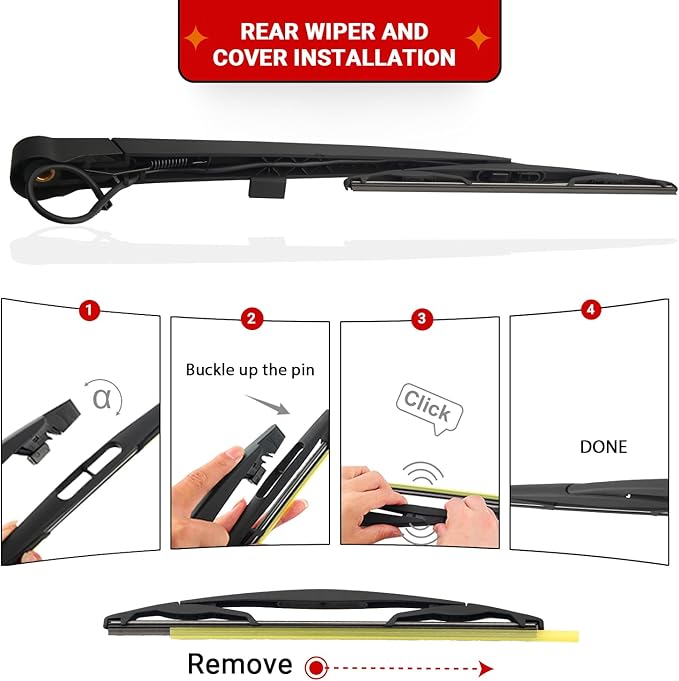 Windshield Wiper Blades Replacement for Ford Flex 2009 2010 2011 2012 2013 2014 2015 2016 2017 2018 2019 Original Factory Quality Front Rear Wipers Blade Set - 24" 22" 12" (Pack of 3)