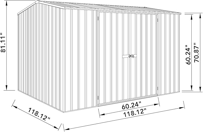 Absco Premier Storage Sheds, 10'x10' Metal Garage, DIY Backyard Shed, Utility Tool Storage, Weather & Wind Resistant Aluminum Panels & Steel Frame, Maintenance-Free, 12 Year Warranty, Surfmist White