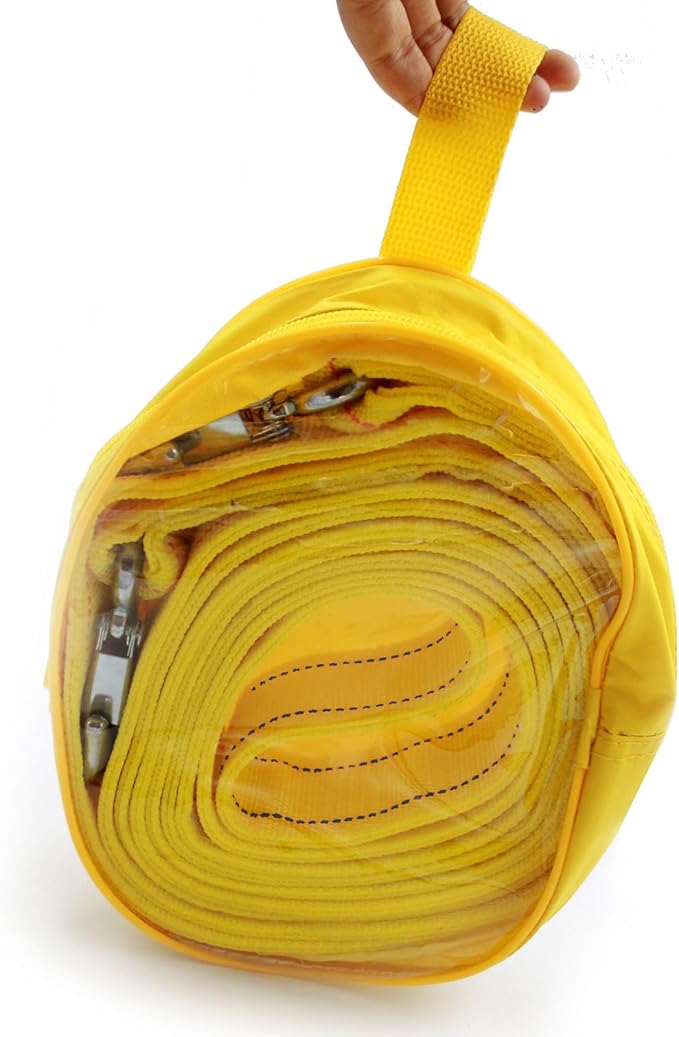 Heavy Duty Tow Strap with Safety Hooks | 2” x 16.4’ | 13200 LB Capacity, Tow Rope Yellow Shackle for Vehicle Recovery, Hauling, Stump Removal & Much More,Best Towing Accessory for Car