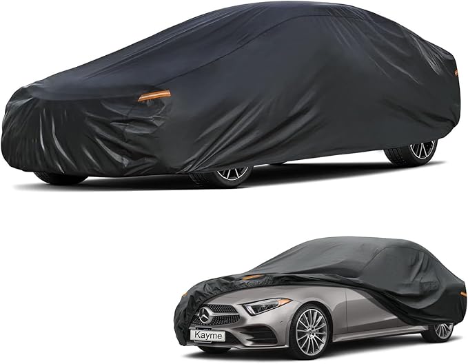 Kayme 7 Layers Car Cover Custom Fit for Mercedes Benz CLS 63 400 500 550 (2004-2025) Waterproof All Weather for Automobiles, Outdoor Full Cover Rain Sun UV Protection.Black