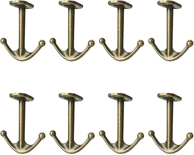 Ball Two Prong Ceiling Hook for Closet Top Bathroom Kitchen Cabinet Garage Pack of 8 (Bronze)
