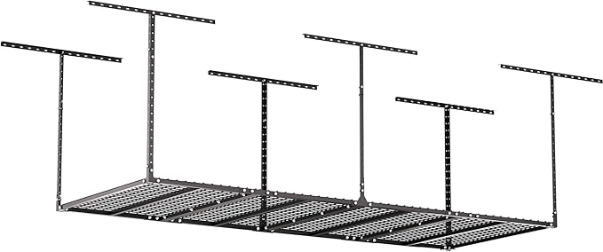 GIOTORENT 3x8FT Heavy Duty Overhead Garage Storage Rack - Adjustable Ceiling Shelving with 600lbs Weight Capacity, Metal Garage Organization System, Black