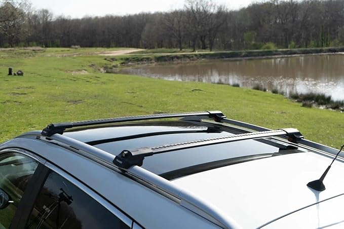 Catch USA Car Roof Rack Cross Bars for Subaru Outback Wilderness with Lock 2021 2022 2023 Aluminum Cross Bar for Rooftop Cargo Carrier Luggage Kayak Canoe Bike Snowboard (Gray)