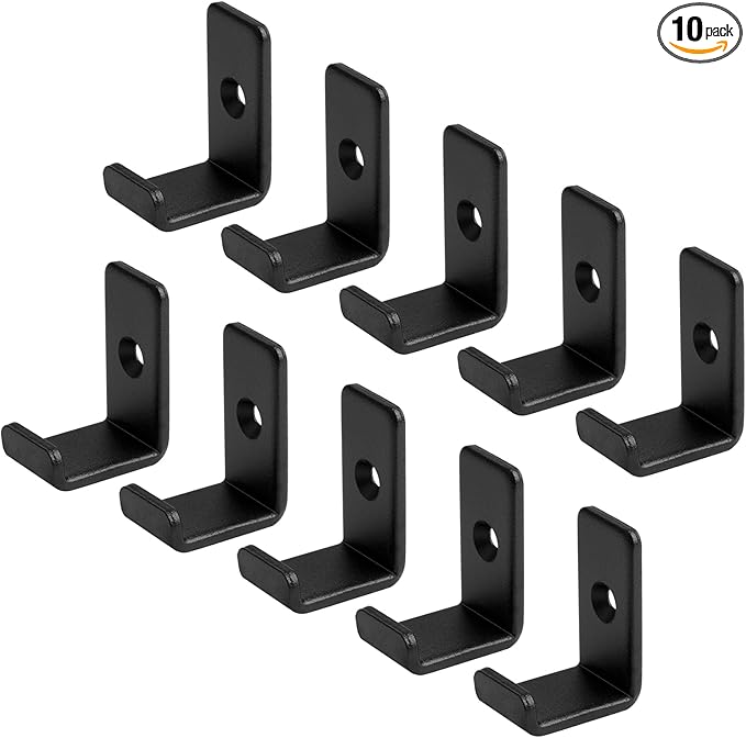 10 Pack 1-5/8" Mini Black Steel Utility J Hook, Wall Mount Garage Storage Hanging Hook, 7/8" Inner Width