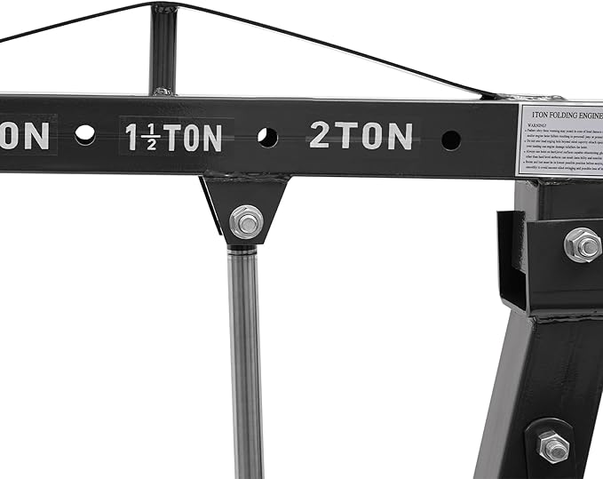 Folding Engine Hoist 1 Ton Engine Crane Lift with 6 Caster Wheels 2200LBS Steel Hydraulic Engine Crane 4 Adjustable Positions for Car Fixing Workshops Garages Warehouse(Sent in 2 Packages)