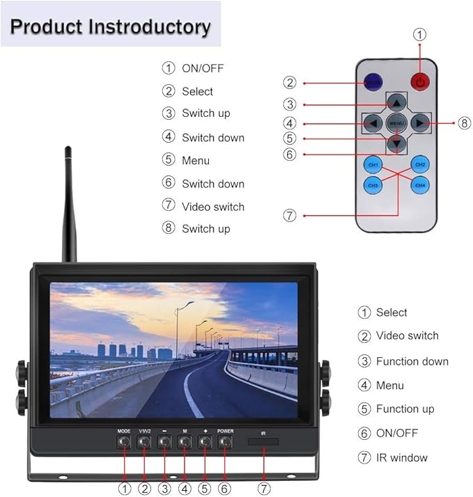 EVERSECU 4pcs Digital HD 1080P Wireless Car Backup Camera with 9 inch 4ch Quad Display Monitor/Car DVR/Dash Monitor/Vehicle Video Recorder for RV/SUV/Van/Pickup/Truck/Trailer Rear/Side/Front View