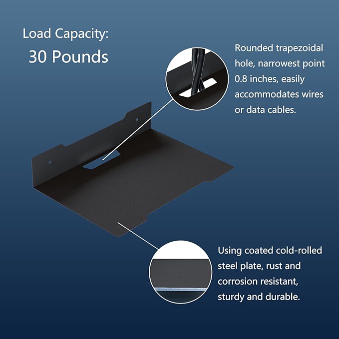 Floating Metal Wall Mount Shelf,Shelf for Projector,TV Cable Box,Router,Speaker,Sound Bar,Camera,Gaming,Decor Display (1, Large)