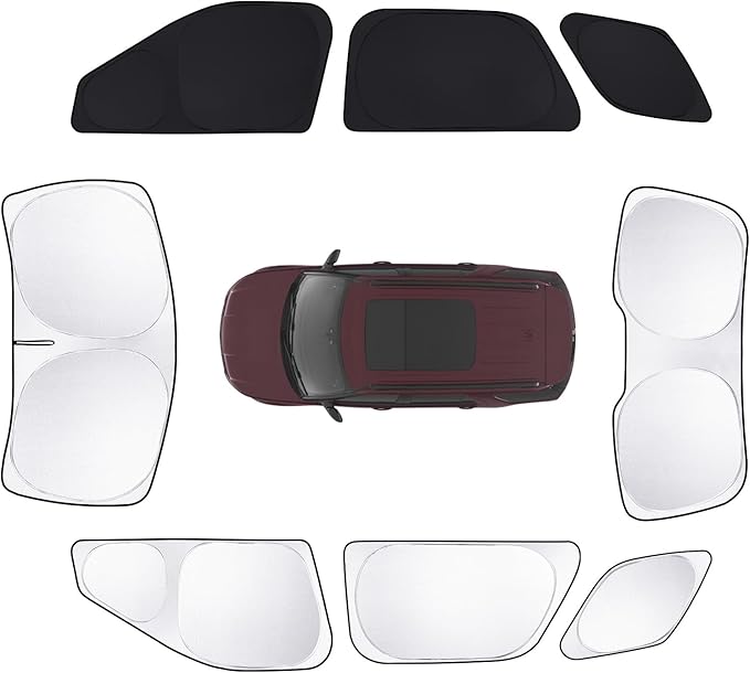 8pcs Car Window Shades for Ford Explorer SUV 2011-2019 Accessories,Windshield Side Rear Full Sunshade,Sun Visor UV Blocking, Privacy Protection and Blackout for Camping Outdoor