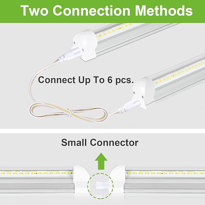 hykolity 30W 2FT LED Shop Light, 3500lm 6500K Super Bright White, Linkable Ceiling Light Fixture, V Shape Integrated T8 LED Tube Light with Built-in ON/Off Switch for Workbench, Cabinet, ETL, 4 Pack