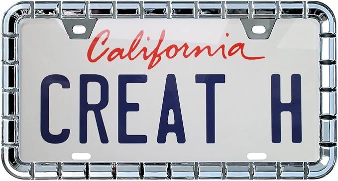 Creathome 3D Chrome License Plate Frames, Pure Zinc Alloy Metal with Chain Patterned