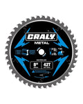 CRALY 8 Inch 42 Teeth Steel and Ferrous Metal Cutting Circular Saw Blade, 5/8 Inch Arbor, Thin Kerf, Professional Carbide Tipped Blade for Angle Iron, Threaded Rod, EMT Conduit(C0842MC)