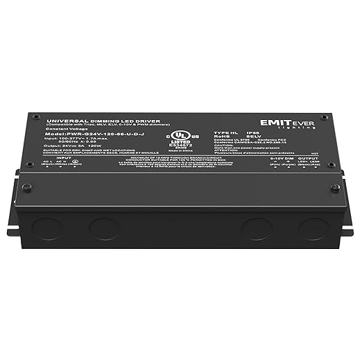 EMITEVER 120W Dimmable LED Driver, 24V Triac Dimmable Power Supply, AC to DC Transformer for LED Light, Compatible with Lutron and Leviton Dimmer, Waterproof IP67 and UL Listed