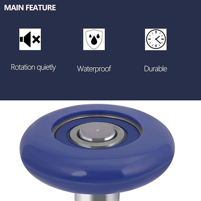 XiKe 10 Pack Blue 2" Nylon Garage Door Roller 4" Stem, Quiet/Durable and High Load, Use 6200-2RS Double Seals Precision Bearings.