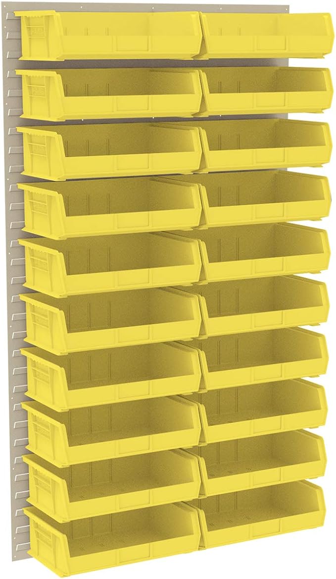 Akro-Mils 30161 Heavy Duty Wall Mount Garage Storage Steel Louvered Panel | Wall Storage Bin Hanging Organizer System for AkroBins, 36-Inch W x 61-Inch H, Beige, Single