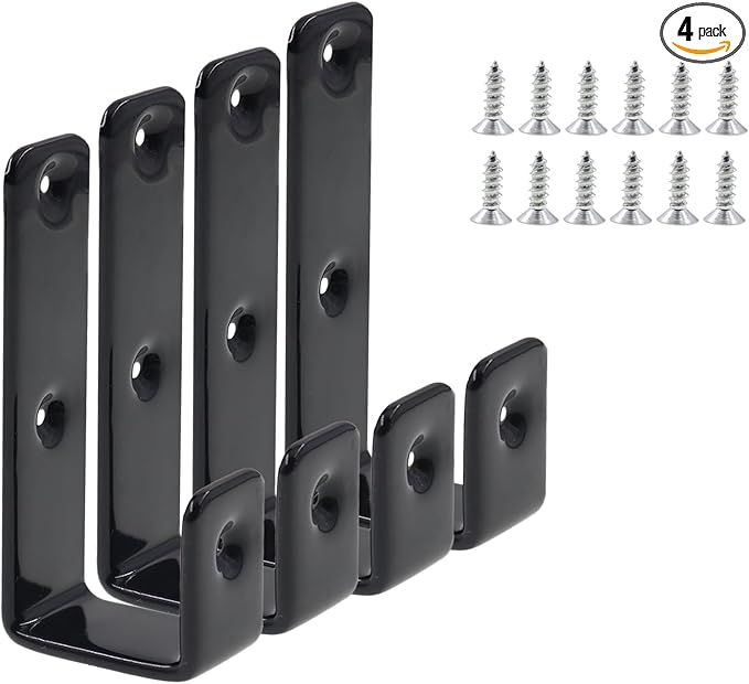 Bunk Bed Ladder Hooks Brackets, Iron Bed Ladder Hook,PVC Coated Angled Ladder Hooks,Heavy Duty Replacement Hardware Utility Hooks,Loft Garage Storage Hooks,J Brackets Hooks with Screws Black