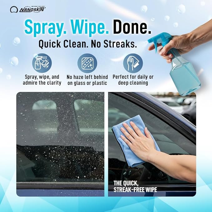 Nanoskin CRYSTAL-CLEAR VOC-Free Glass Cleaner 1 Gallon - Ultra-Concentrated, Eco-Friendly, Streak-Free Finish | Versatile Use for 40:1 Dilution | Perfectly Safe for Auto, Home, Garage & Beyond