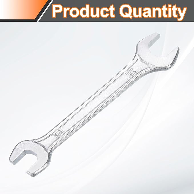 HARFINGTON Double Open End Wrench 10mm x 14mm Metric 15 Degree Offset Angle Small Flat Head Wrench Galvanizing Open Ended Spanner for Automotive Repair Furniture Assembly