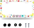 Dog Cat Paw License Plate Frame Colorful Paws License Plate Stainless Steel Funny License Plate Holder for Men Women Universal Animals Car Accessories Decoration 12.3" x 6.3"