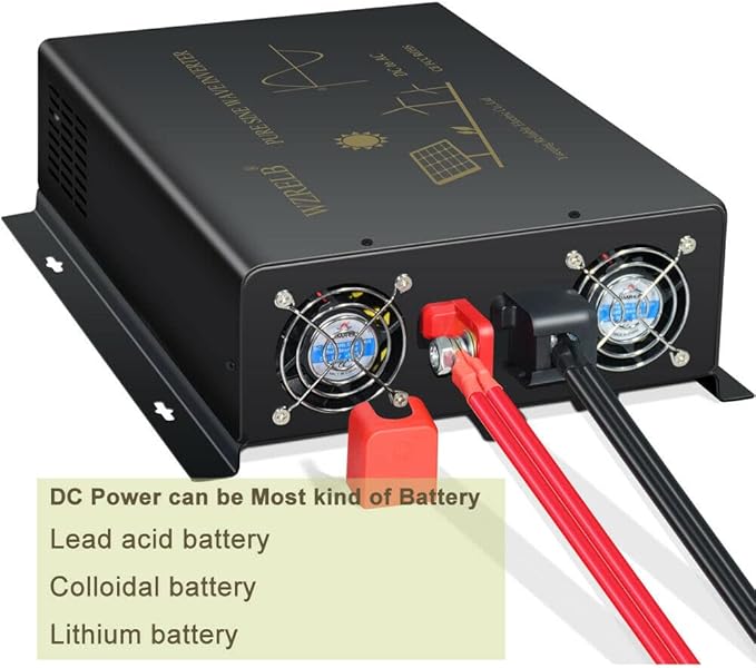 WZRELB Pure Sine Wave Power Inverter 3000W 24VDC to 120VAC 6000W Peak Dual AC Outlets 2× 2.4A USB Port &Hardwire Terminal with 16ft Remote Conrtol Off-Grid Solar Converter RV Trucks (VC300024U5WD-1)