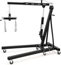 2 Ton Folding Engine Hoist with Lever, Cherry Picker Shop Crane Hoist Lift, 4400 Lbs Heavy Duty Steel Hydraulic Shop Engine Crane for Workshop and Garage, Black