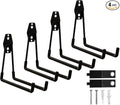 Garage Hooks, 4 Pack Large Square Wall Hooks for Hanging Heavy Duty Ladders, Bikes, Tools Ideal for Garage, Garden, Basement Utility Room Storage (Black)