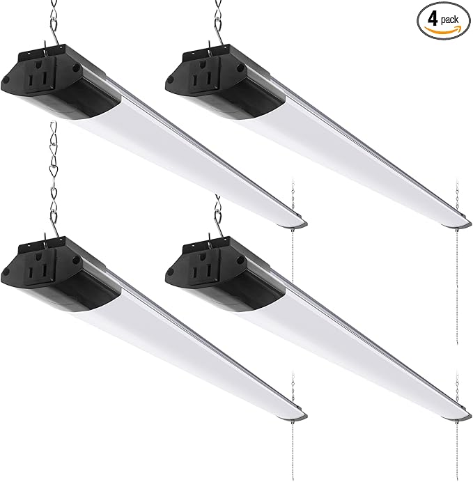 Barrina BS84 LED Shop Lights for Workshop 4FT, 84W, 10000LM, 5000K Linkable Light Fixture for Garage, Basement, Hanging or Flush Mount, ETL, 4 Packs