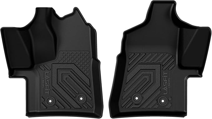 LASFIT Front Floor Mats for 2022-2025 Ford Transit 150/250/350/350HD with Vinyl Floor(Not Fit for Transit Connect) All Weather Protector TPE Car Floor Liners for Transit Vans, 1st Row Only, Black