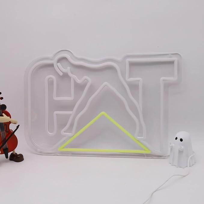 CAT Style LED Neon Light Sign,Bold Neon Sign for Wall Decor, Garage, Man Cave, Workshop,Eye-Catching Industrial Neon Signs Gift for Men, Mechanics,Room Decor