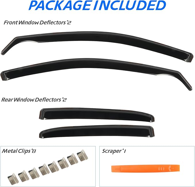 in-Channel Rain Guards for Toyota Camry 2018 2019 2020 2021 2022 2023 2024, Extra Durable Side Window Visors Deflectors, Smoke Tinted Vent Visors Shade Shield for Car Window