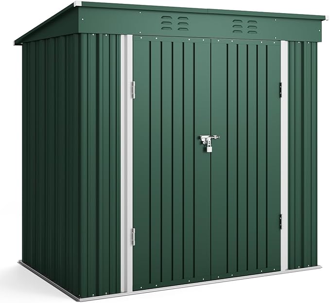 Bealife 6' x 4' Outdoor Storage Shed Clearance, Metal Outdoor Storage Cabinet with Double Lockable Doors, Waterproof Tool Shed, Backyard Shed for Garden, Patio, Lawn (Green)