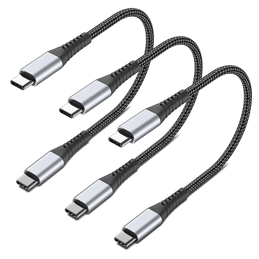 1FT USB C to USB C Cable, 3Pack Short USB Type C to C Cable 60W Fast Charging 1 Foot USBC to USBC Cord Braided for iPhone 16 15 Pro Max, Samsung Galaxy S25 A16, Moto G8, Google Pixel