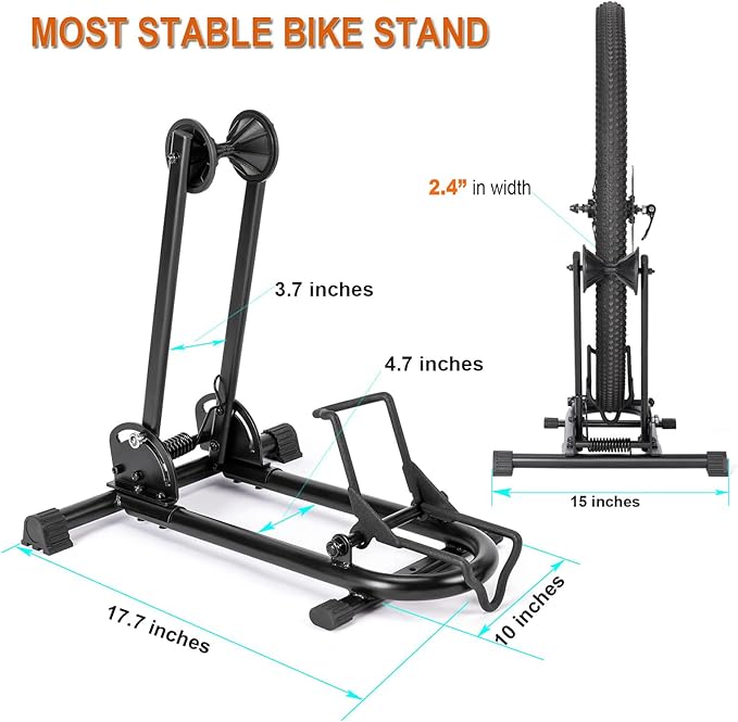 Indoor Bike Floor Stand - Bike Stand Rack for Garage/Home - Bike Storage Bicycle Parking Rack Fit 26”-29” Mountain Road Bikes (2 Bike Rack)