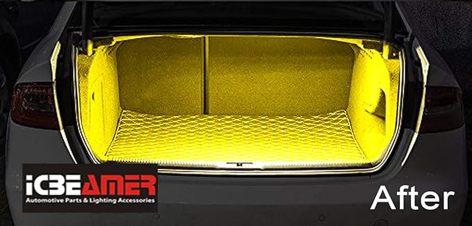 ICBEAMER 12" Amber Yellow 18SMD 2835 LED Strip Light Universal Fit Car Trunk Cargo Area or Interior Illumination