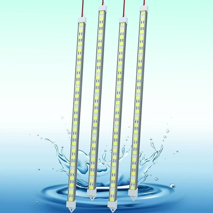 12V LED Light Bar Waterproof, 12V LED Light Strip 54 LEDs 7000K White Color Enclosed Trailer Interior DIY Cabinet LED Light Strip for Car,Trailer,Motorhome,Van,RV,Truck Bed Lights(4 Pack)