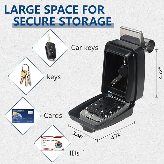 Car Window Lock Box for Turo, Portable Lockbox for Car Keys with Key Labeling Tag, Car Key Lock Box Fit for Ride Share, Turo, GetAround, Large Capacity, Protective Cover, Weather Protection