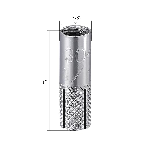 Wensilon(100 pcs) 1/4"-20 Premium Stainless Steel Drop in Anchors Assortment, Knurled Drop-in-Anchor for Solid Concrete, Internal Forced Expansion Screw Bolts