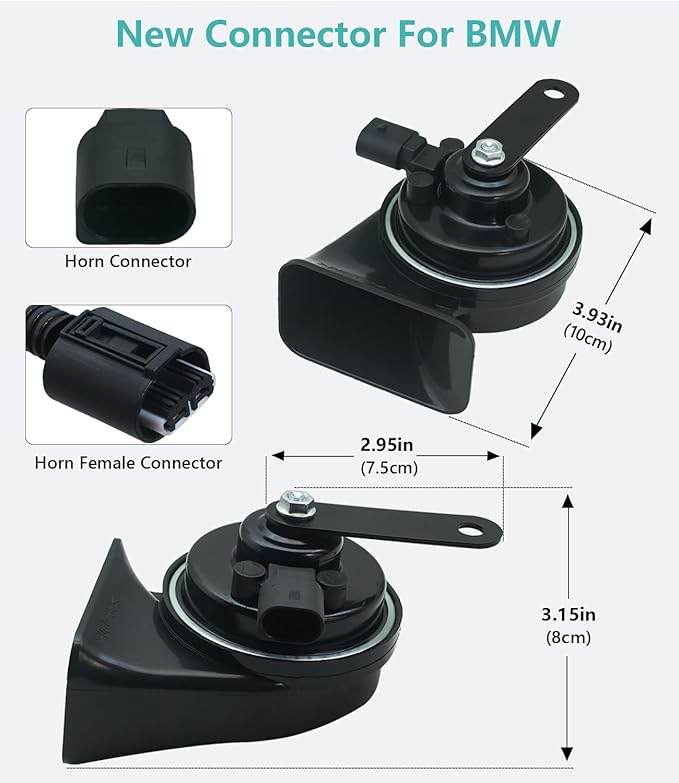 Car Horn Kit for BMW 12V Loud Waterproof Auto Horn, High Low Dual Tone 126 Decibel, Replacement for BMW
