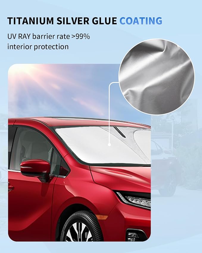 for Odyssey Windshield Sun Shade for 2018-2023 2024 2025 2026 Honda Odyssey LX,EX,EX-L,Touring, Elite Minivan Accessories-Double Layer Foldable Front Window Sunshade, Sun Visor Protector Block UV Ray