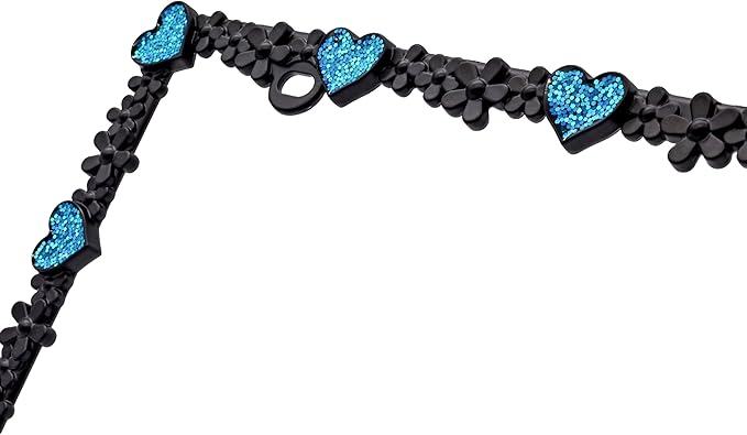 Creathome 3D Shining Daisy Heart License Plate Frame from Pure Zinc Alloy Metal Perfect Plate Holder, Matt Black with Blue Glitter, Luminously Heart
