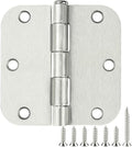 18 Pack Interior Satin Nickel Door Hinges Brushed 3.5 Inch x 1/2" Rounded 5/8 Radius for Doors 3 ½ Inch Heavy Duty Steel Iron Hardware Fittings House Villa Cando Loft Room Ironmongery Sliver Hinge