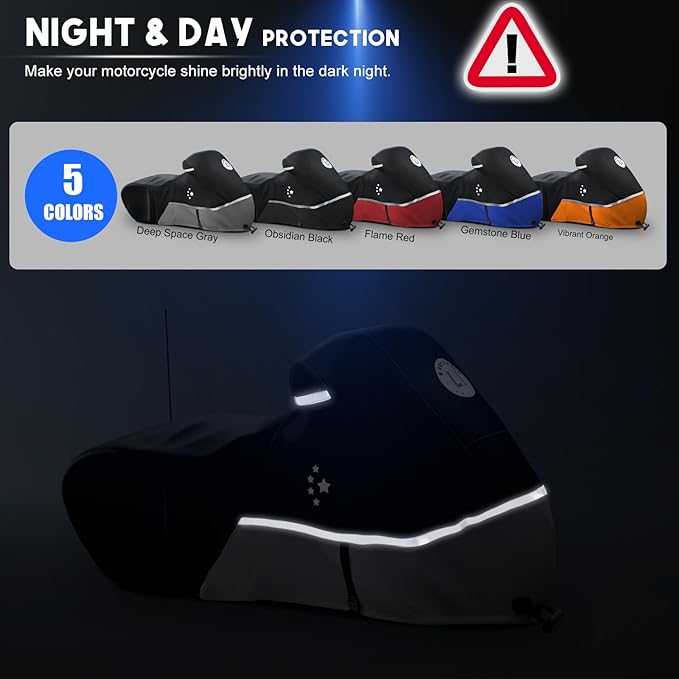 Motorcycle Cover 420D Heavy Duty All Season Universal Weather Waterproof Outdoor Protection 86" XL Vehicle Cover/Black