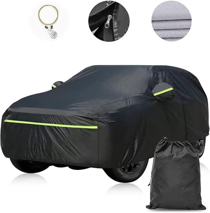Full Car Cover for Jeep Grand Cherokee All Weather Waterproof Windproof 6 Layer Full SUV Car Covers Custom Fit for 2011-2025 Jeep Grand Cherokee WK2 with Door Zipper and Storage Bag (Up to 193” L)