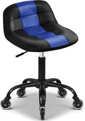 Rolling Stool with Wheels, Garage Shop Stool with Backrest, Roller Seat with Pneumatic Adjustable Height 16.93"-19.69", Heavy Duty Multi-Purpose Chair for Shop Salon Office Home, Blue
