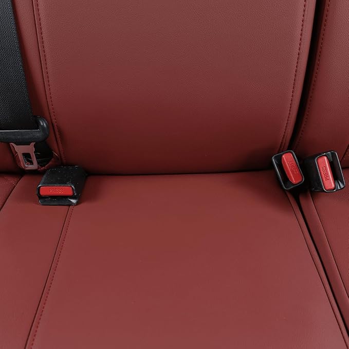 EKR Custom Fit Tacoma Car Seat Covers for Select Toyota Tacoma 2016 2017 2018 2019 2020 2021 2022 2023 Access Cab - Full Set,Leather(Burgundy)