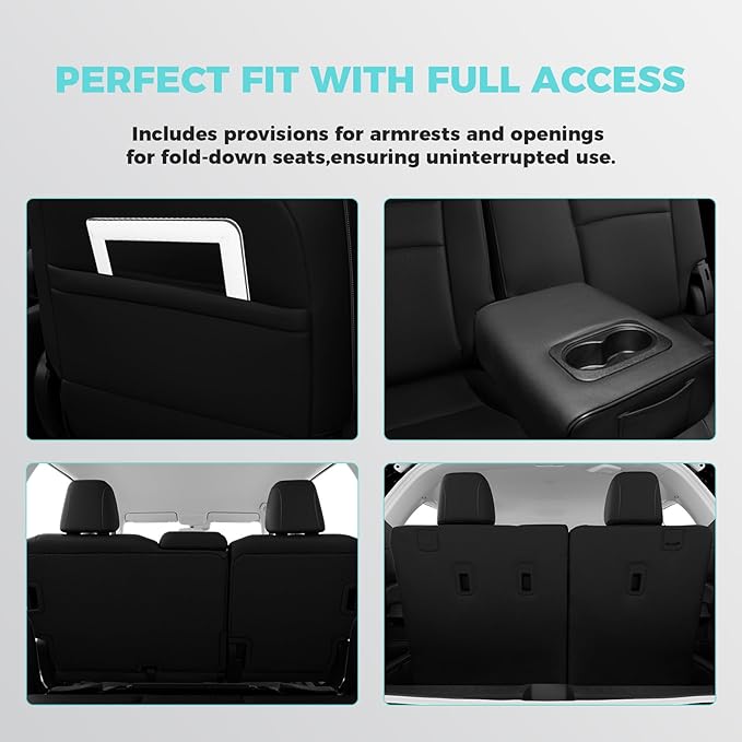 Custom for Honda Pilot Seat Covers - Car Seat Protectors Full Set for Pilot LX EX 2016 2017 2018 2019 2020 2021 2022-8 Seats,Faux Leather Full Coverage Waterproof, Black